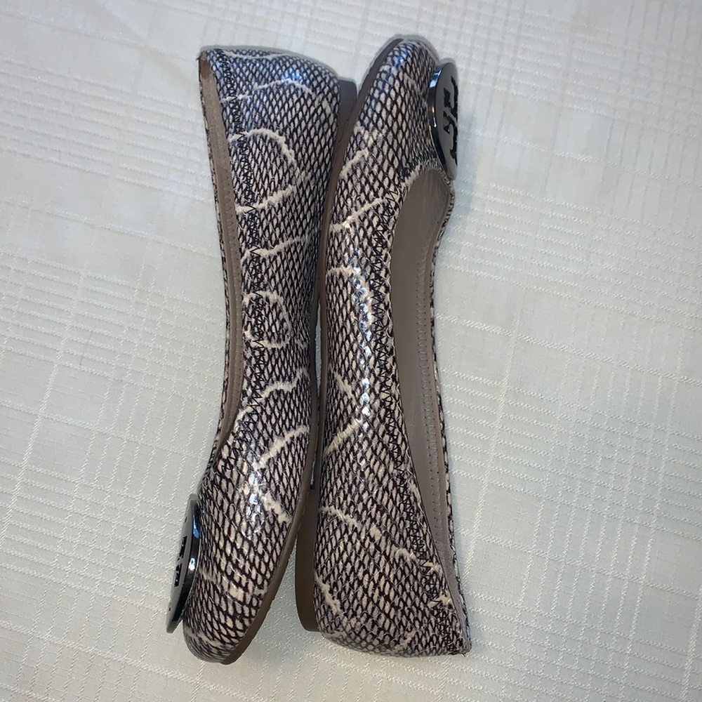 TORY BURCH Ballet Flat Snakeskin Print BrownBeige - Picture 7 of 12